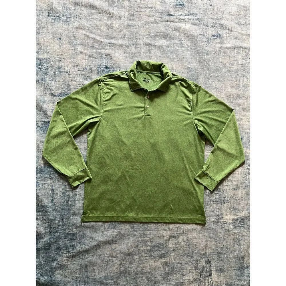 Walter Hagen Heathered Green Long Sleeve Golf Polo Large